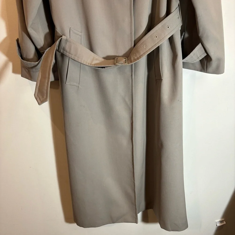 AQUASCUTUM SZ 6 UK Wool Raglan Sleeve Back Slit Belt Trench Coat with Pockets - Picture 3 of 14